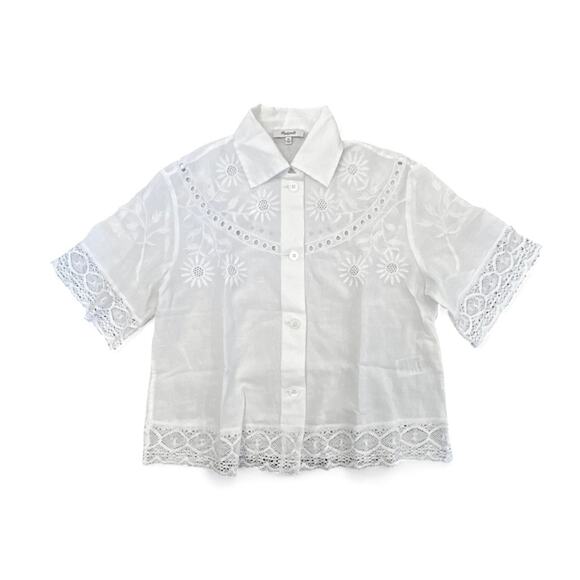 NWT Madewell Embroidered Lace Button-Up Shirt White Size XS - Picture 6 of 11
